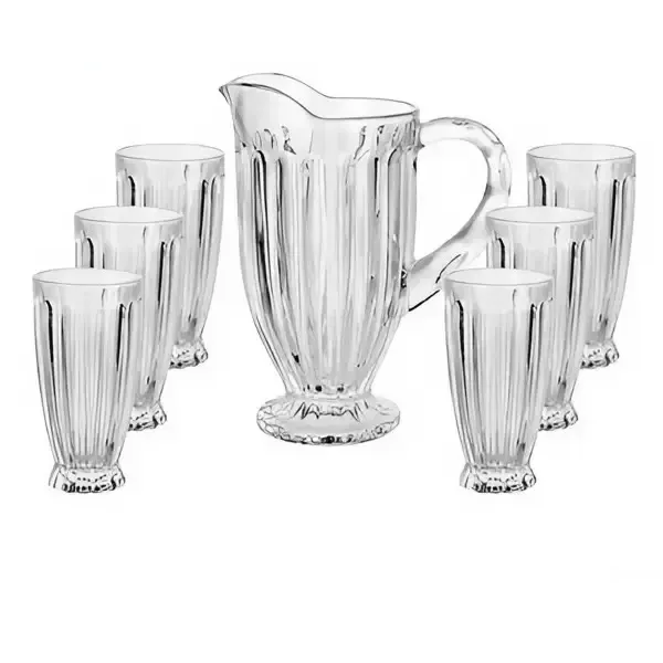 Набір глечик 1,1 літр зі склянками 6 (шт) по 300 мл Прозорий HP-19-26GLASS (HP-19-26GLASS) - изображение 1