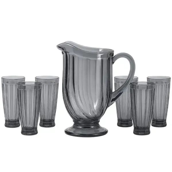 Набір глечик 1,1 літр зі склянками 6 (шт) по 300 мл Сірий HP-19-25GLASS (HP-19-25GLASS) - изображение 1