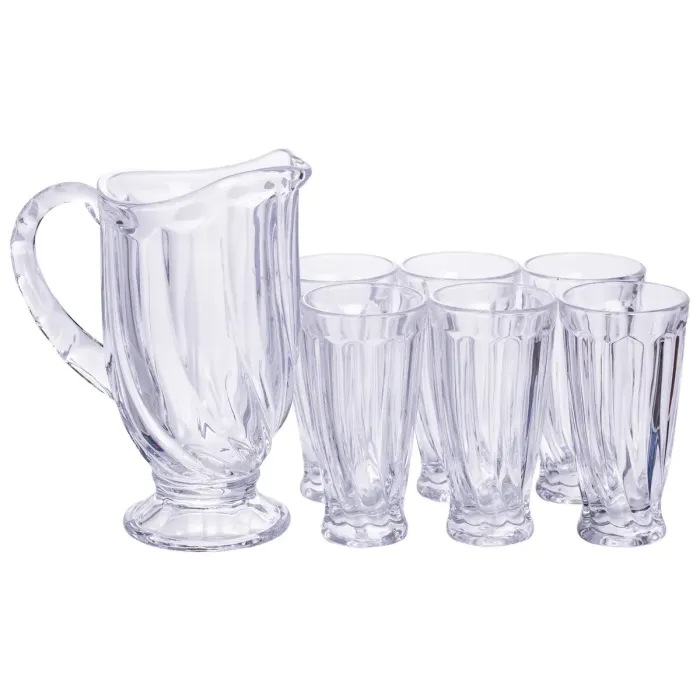 Набір глечик 1 л зі склянками 6 (шт) по 300 мл для напоїв Прозорий HP-19-24 (HP-19-24) - зображення 1