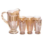 Набір глечик 1 л зі склянками 6 (шт) по 300 мл для напоїв, лимонадів, соку, води, мохіто Прозорий HP-19-2080GLD (HP-19-2080GLD)