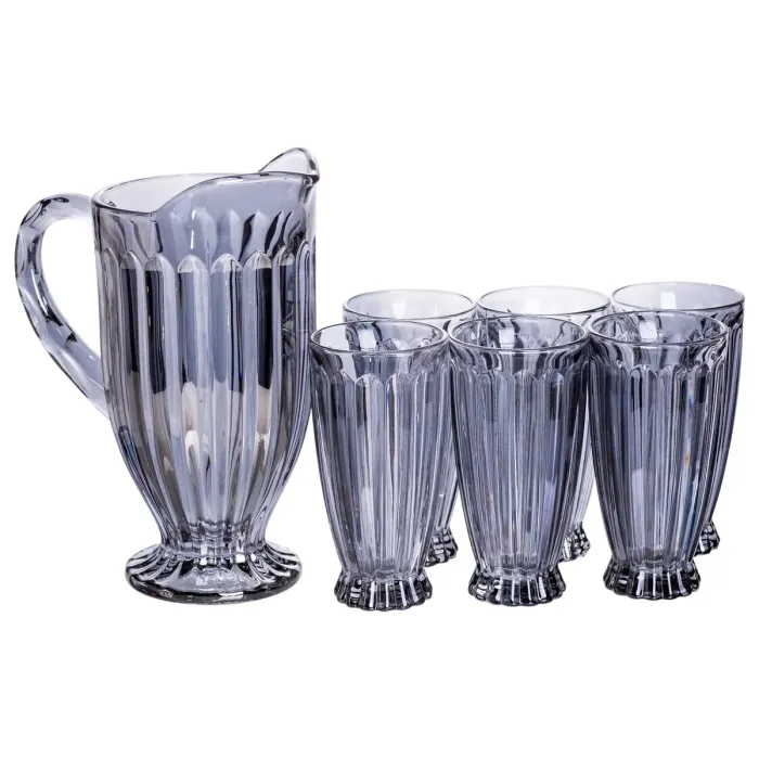 Набір глечик 1 л зі склянками 6 (шт) по 300 мл для напоїв, лимонадів, соку, води, мохіто Сірий HP-19-2080G (HP-19-2080G) - изображение 1