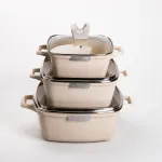 Набір з 3 квадратних каструль, 20, 24, 28 см, алюміній, товсте дно MGC (HP-4-403)