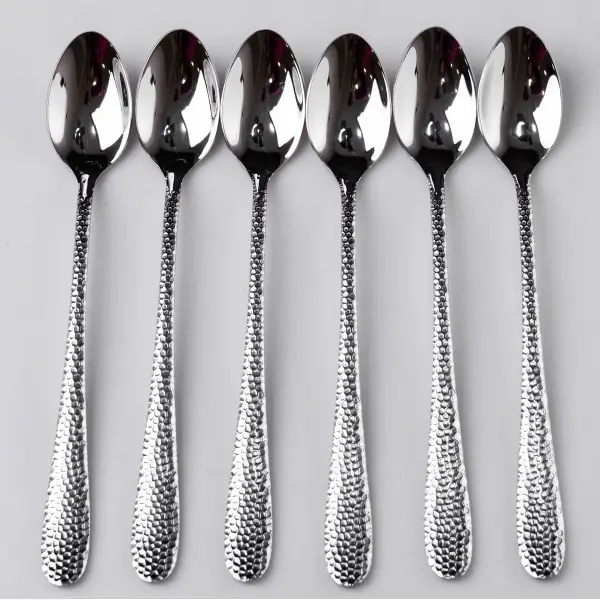 Набір ложок для латте 6 штук з нержавіючої сталі 19 см ложки десертні глянцеві столові прилади HP-16978-08 (HP-16978-08) - изображение 3