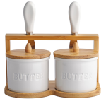 Набір маслянок для вершкового масла 2 (шт) з ножами 2 (шт) на бамбуковій підставці SCT-641 (SCT-641)