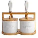 Набір маслянок для вершкового масла 2 (шт) з ножами 2 (шт) на бамбуковій підставці SCT-641 (SCT-641)