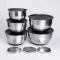 Набір мисок з нержавіючої сталі 5 штук з кришками і терками салатники з нержавійки 5/4/ 2.5/2/1.5 л (LG-01/5PCS)