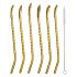 Набір багаторазових ложок-трубочок 6 шт для напоїв 19,5 см з щіткою Золотистий HP-20-56 (HP-20-56)