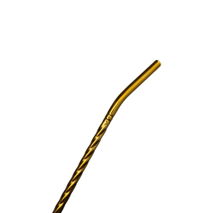 Набір багаторазових ложок-трубочок 6 шт для напоїв 19,5 см з щіткою Золотистий HP-20-56 (HP-20-56) - изображение 3