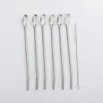 Набір багаторазових ложок-трубочок 6 шт для напоїв 22 см зі щіткою для миття з нержавіючої сталі Сірий (HP-20-19)