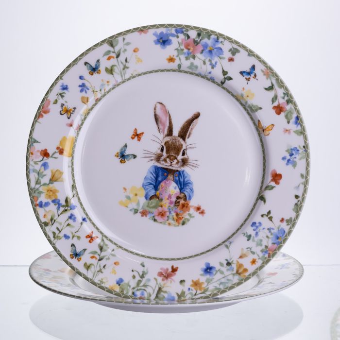 Набір обідніх тарілок пасхальних Garden Rabbits порцелянові 25 см HP-7323-5A (HP-7323-5A) - зображення 1