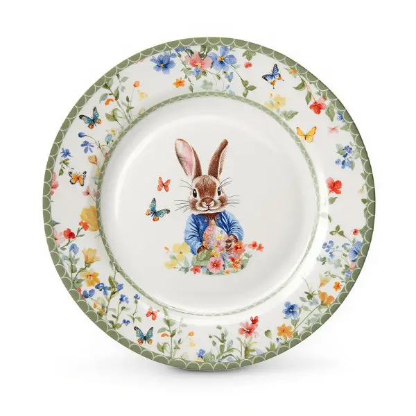 Набір обідніх тарілок пасхальних Garden Rabbits порцелянові 25 см HP-7323-5 (HP-7323-5) - зображення 2