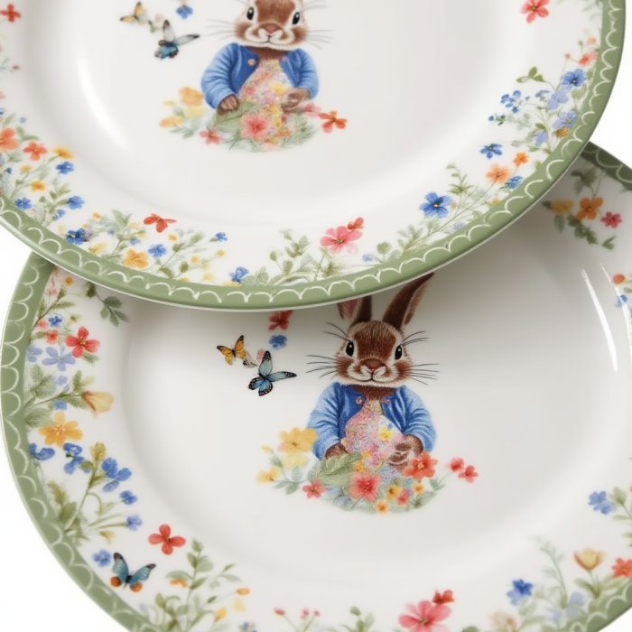 Набір обідніх тарілок пасхальних Garden Rabbits порцелянові 25 см HP-7323-5 (HP-7323-5) - зображення 3