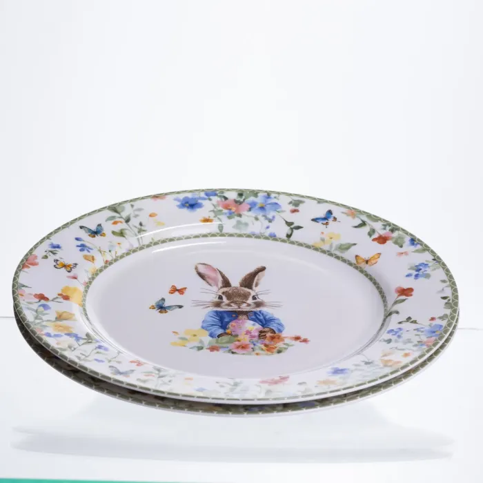 Набір обідніх тарілок пасхальних Garden Rabbits порцелянові 25 см HP-7323-5A (HP-7323-5A) - зображення 3