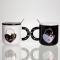 Набір парних порцелянових чашок із серцем 2 (шт) по 400 (мл) чашки на подарунок із кришкою та ложкою Чорний з білим FM-33 (FM-33)
