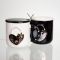 Набір парних порцелянових чашок із серцем 2 (шт) по 400 (мл) чашки на подарунок із кришкою та ложкою Чорний з білим FM-33 (FM-33)
