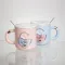 Набір парних порцелянових чашок із серцем 2 (шт) по 400 (мл) чашки на подарунок із кришкою та ложкою Рожевий з блакитним FM-32 (FM-32)