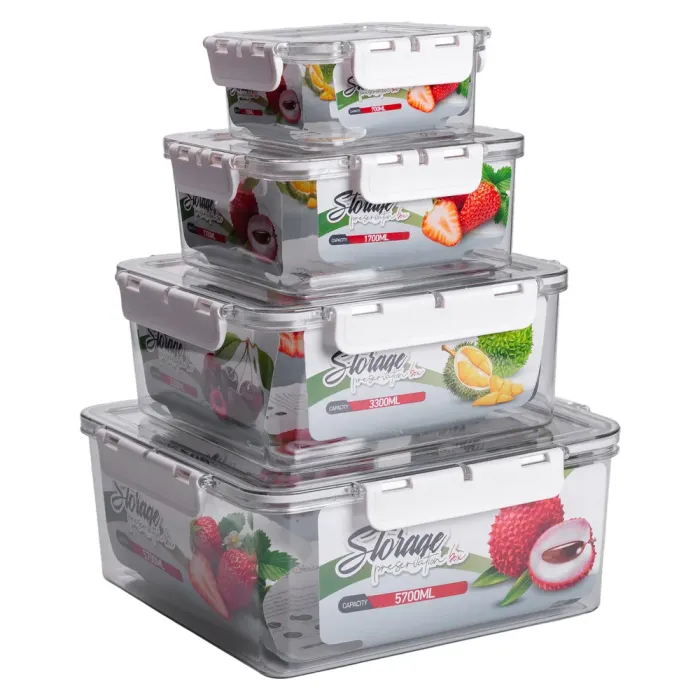 Набір харчових контейнерів для їжі 4 шт 0.7/1.7/3.3/5.7 л на засувках HP-27-4 (HP-27-4) - зображення 1