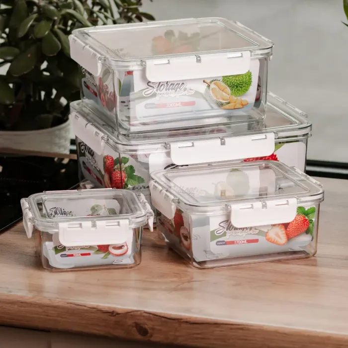 Набір харчових контейнерів для їжі 4 шт 0.7/1.7/3.3/5.7 л на засувках HP-27-4 (HP-27-4) - зображення 2