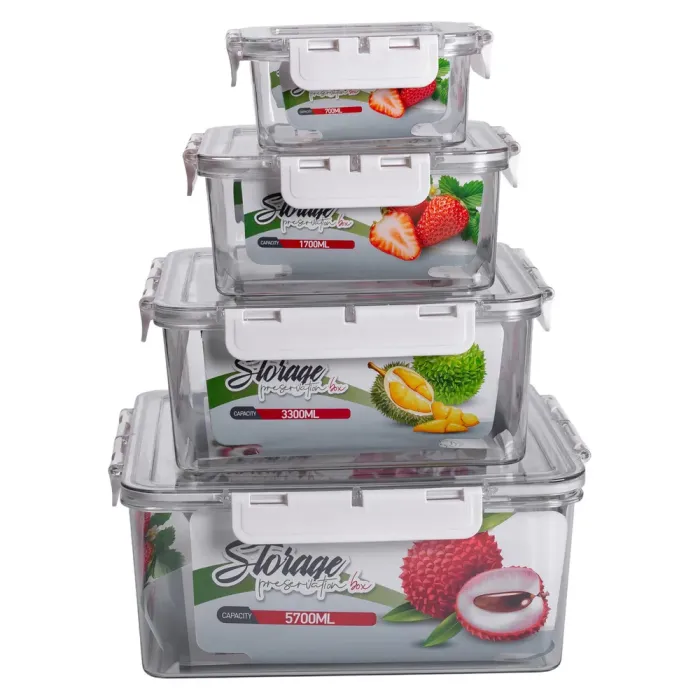 Набір харчових контейнерів для їжі 4 шт 0.7/1.7/3.3/5.7 л на засувках HP-27-4 (HP-27-4) - зображення 3