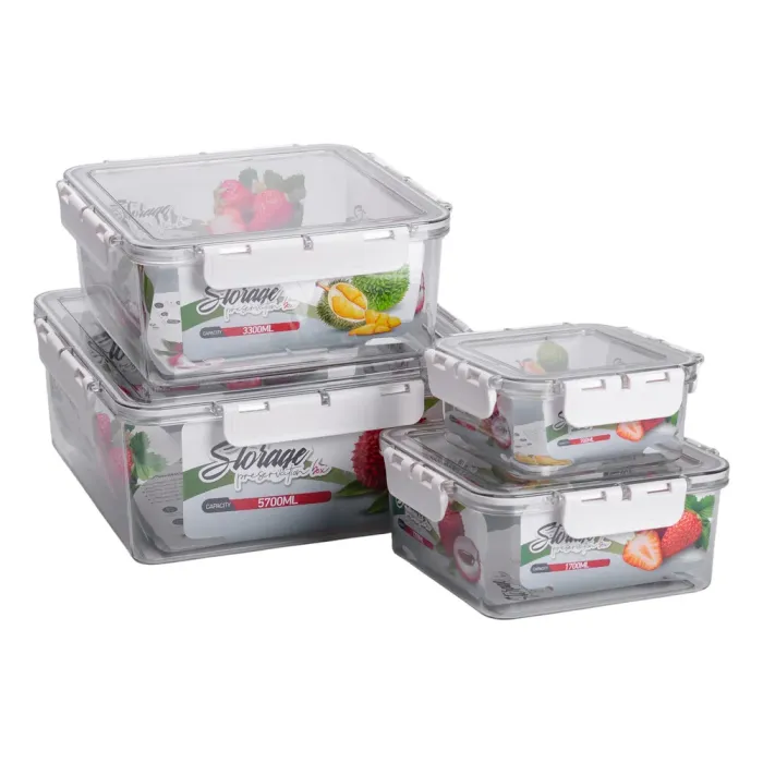 Набір харчових контейнерів для їжі 4 шт 0.7/1.7/3.3/5.7 л на засувках HP-27-4 (HP-27-4) - зображення 4