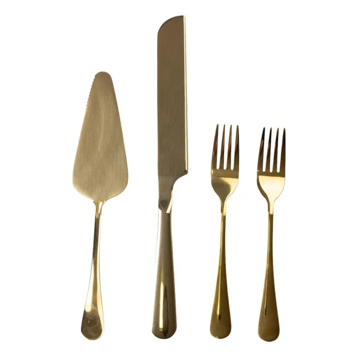 Набір приладів для подачі торта 4 предмети з нержавіючої сталі Золотистий (HP-20-53) - зображення 1