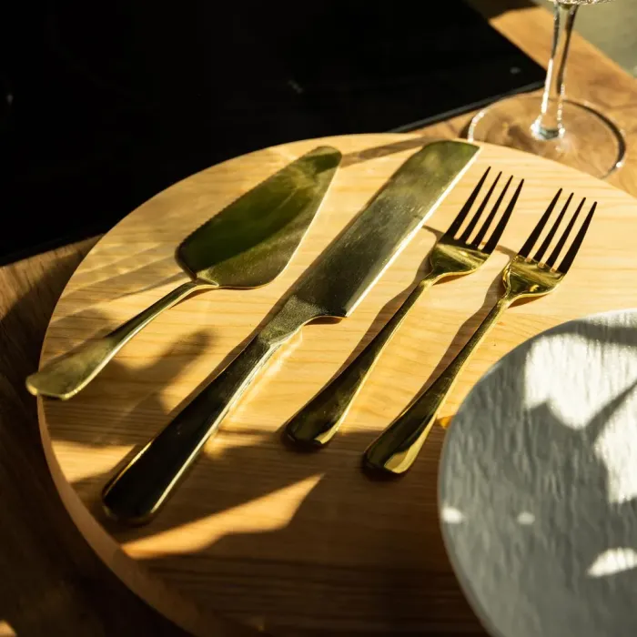 Набір приладів для подачі торта 4 предмети з нержавіючої сталі Золотистий (HP-20-53) - зображення 5