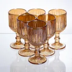 Набір чарок для напоїв 6 штук 50 мл із товстого скла ребристі бурштиновий HP-19-250 (HP-19-250)