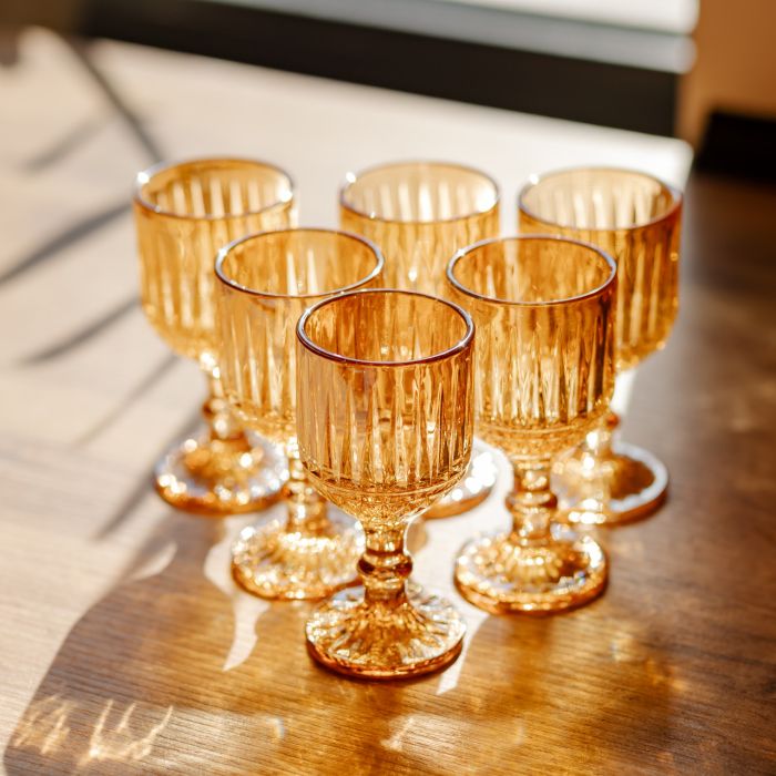 Набір чарок для напоїв 6 штук 50 мл із товстого скла ребристі бурштиновий HP-19-250 (HP-19-250) - зображення 2