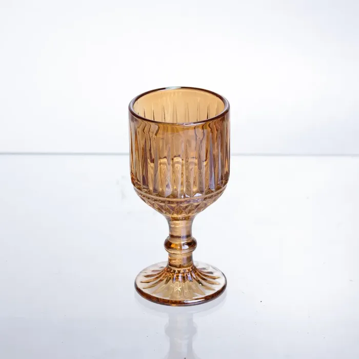 Набір чарок для напоїв 6 штук 50 мл із товстого скла ребристі бурштиновий HP-19-250 (HP-19-250) - зображення 3