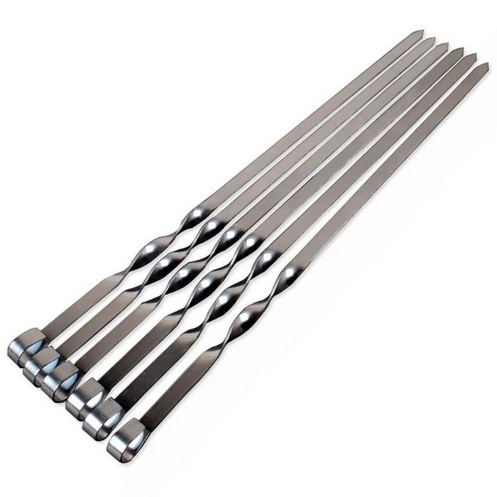 Набір шампурів 6 штук із нержавіючої сталі 55x1 см BQ-19 (BQ-19) - изображение 1