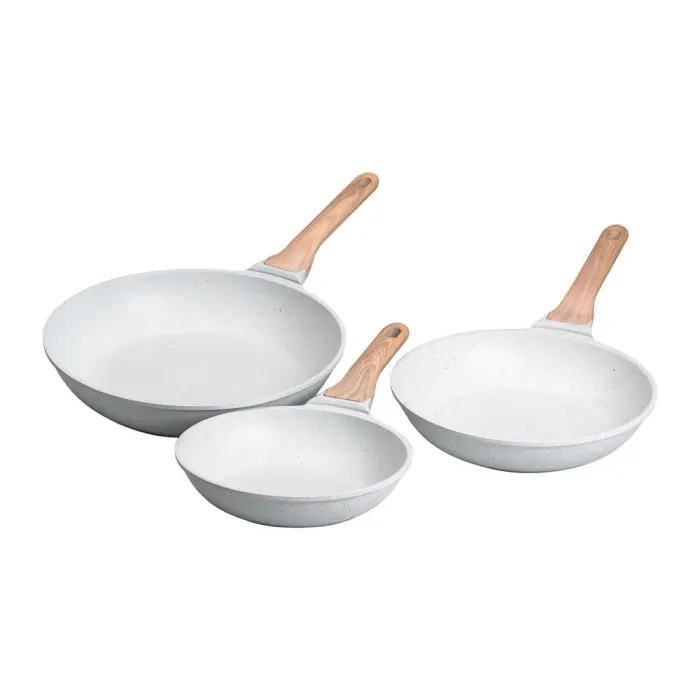 Набор MGC сковородок 1,2/2/3 л с мраморным антипригарным покрытием белый (HP-4-410W). - изображение 1