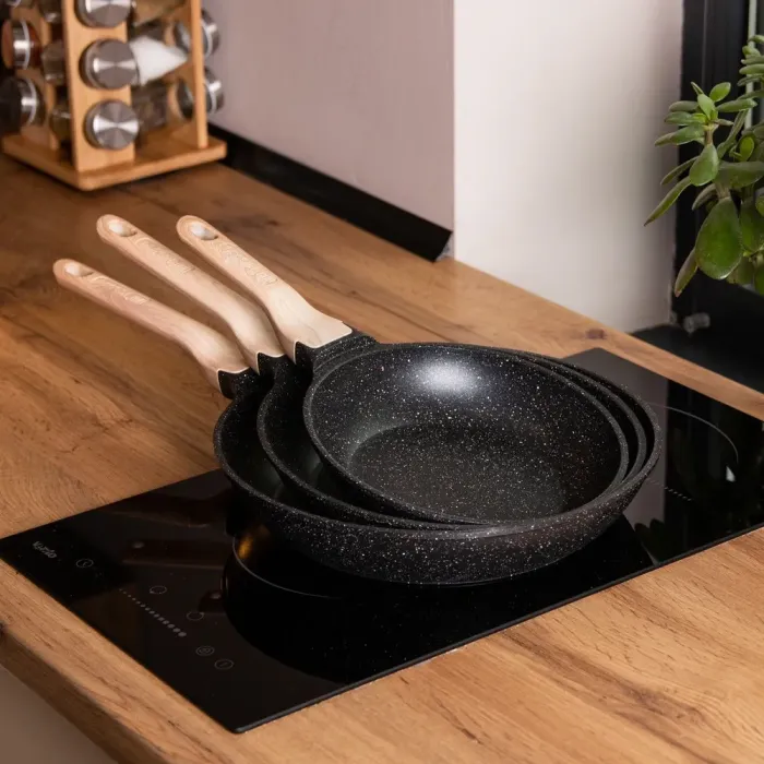 Набор сковородок MGC 1,2/2/3 л с мраморным антипригарным покрытием черный (HP-4-410B) - изображение 7