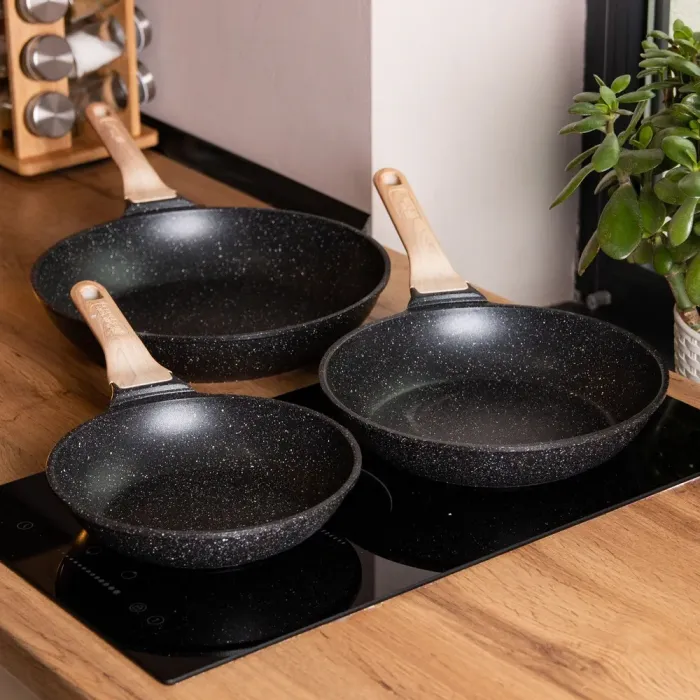 Набор сковородок MGC 1,2/2/3 л с мраморным антипригарным покрытием черный (HP-4-410B) - изображение 8