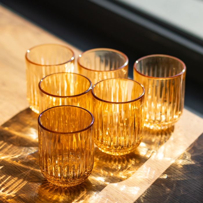 Набір склянок 6 штук 250 мл із товстогого скла бурштиновий HP-19-248 (HP-19-248) - зображення 2