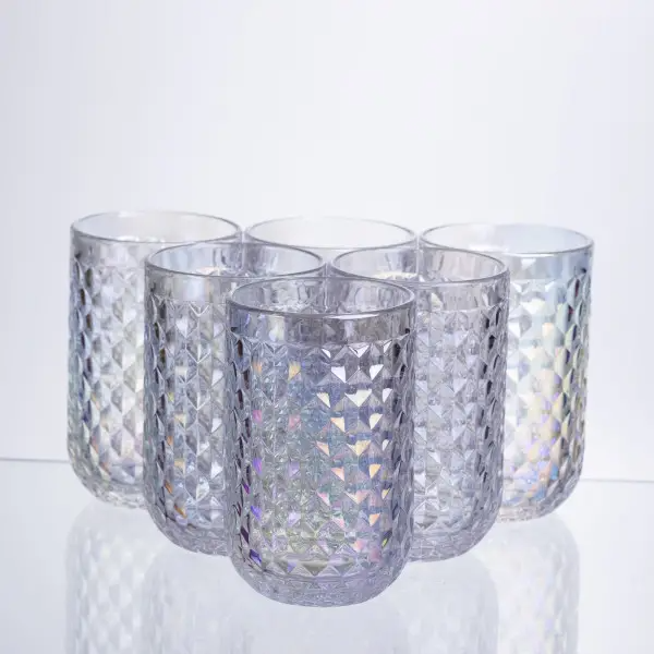 Набір склянок 6 штук по 400 мл із товстогого скла рельєфні rainbow HP-19-255 (HP-19-255) - зображення 2