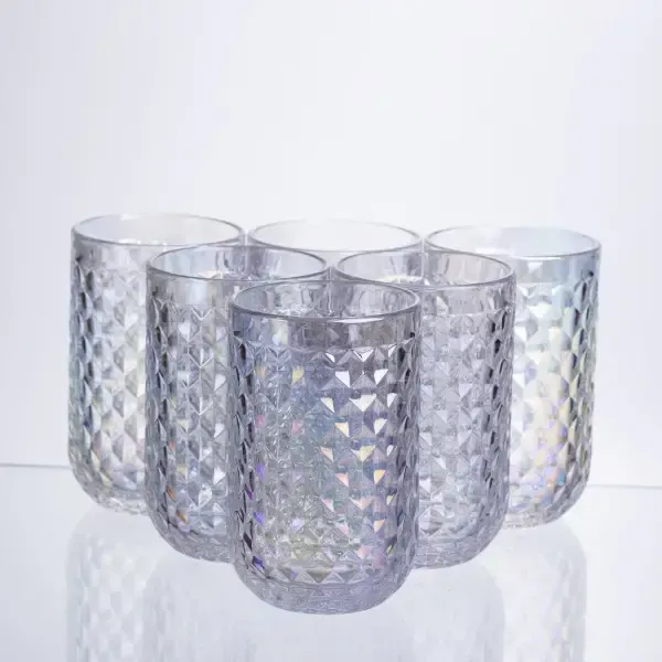 Набір склянок 6 штук по 400 мл із товстогого скла рельєфні rainbow HP-19-255 (HP-19-255) - зображення 2