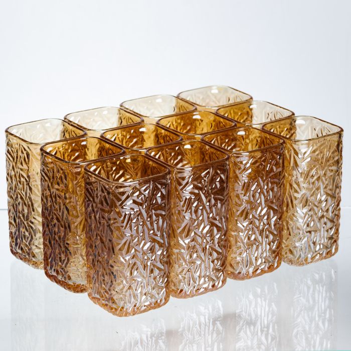 Набір склянок для напоїв Matrix Glass 12 штук по 245 мл коричневий HP-17-48 (HP-17-48) - изображение 1