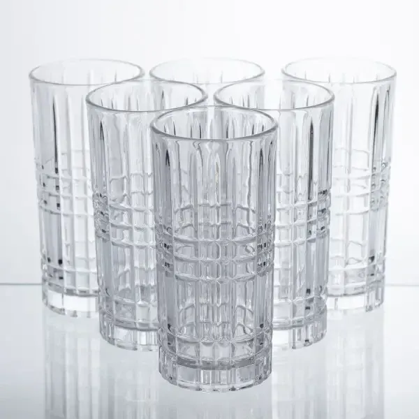 Набір склянок Geometric Glass 6 штук по 300 мл з рельєфним візерунком HP-17-3 (HP-17-3) - зображення 1