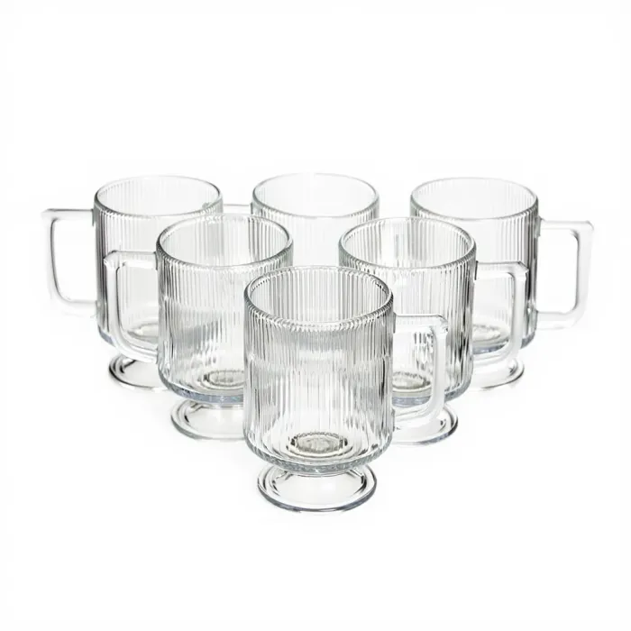 Набір скляних чашок 300 мл (6 шт) з рифленого скла HP-19-L7 (HP-19-L7) - зображення 1