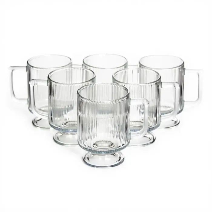 Набір скляних чашок 300 мл (6 шт) з рифленого скла HP-19-L7 (HP-19-L7) - зображення 2