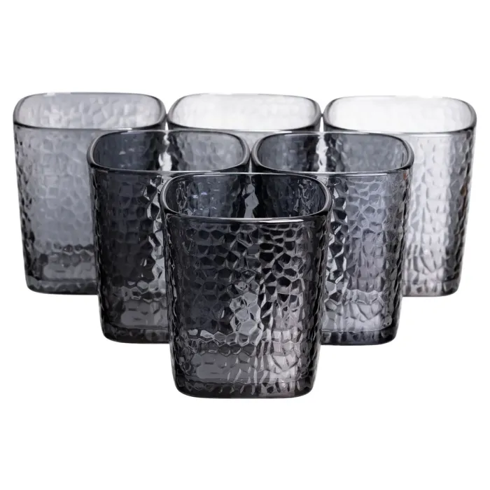 Набір скляних склянок 6 (шт) 250 (мл) для лимонадів, соку, води, коктейлів Сірий HP-19-AY-4 (HP-19-AY-4) - зображення 1