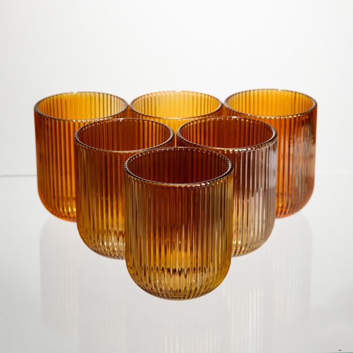 Набір скляних стаканів 6 штук 250 мл для напоїв Бурштиновий Yiwu HP-19-207 (HP-19-207) - изображение 1