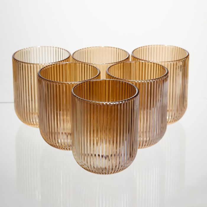 Набір скляних стаканів 6 штук 250 мл універсальних Коричневий Yiwu HP-19-196 (HP-19-196) - изображение 1