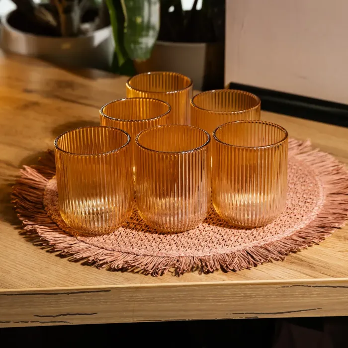 Набір скляних стаканів 6 штук 250 мл для напоїв Бурштиновий Yiwu HP-19-207 (HP-19-207) - изображение 3