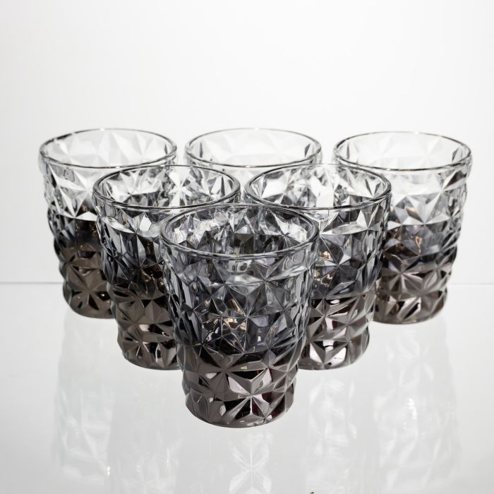 Набір склянок 6 штук 250 мл для лимонадів соку води коктейлів склянки скляні для напоїв Сірий HP-19-184 (HP-19-184) - изображение 1