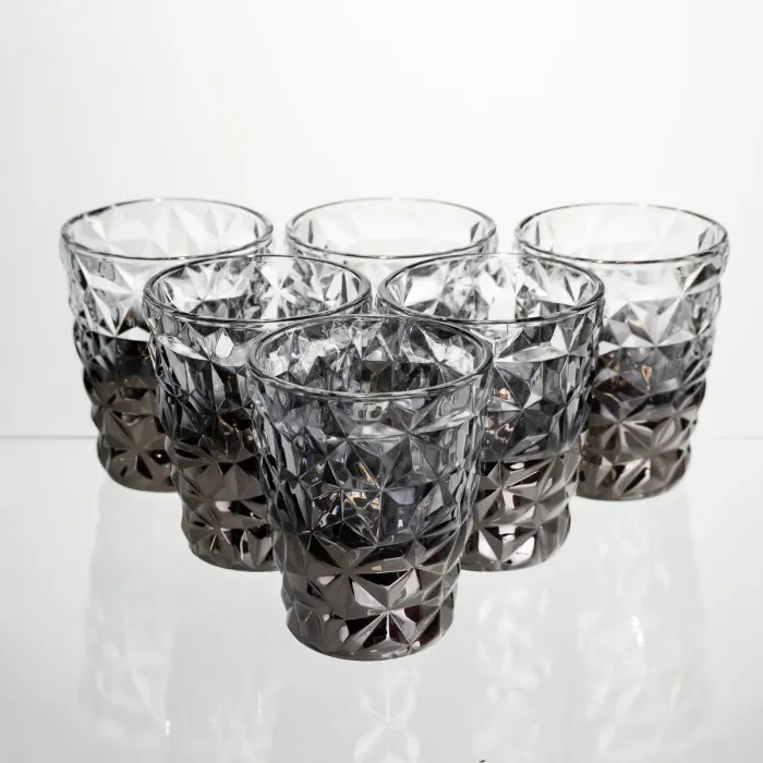 Набір склянок 6 штук 250 мл для лимонадів соку води коктейлів склянки скляні для напоїв Сірий HP-19-184 (HP-19-184) - зображення 1