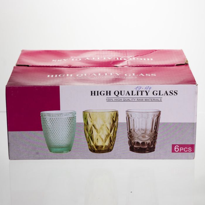 Набір склянок 6 штук 250 мл для лимонадів соку води коктейлів склянки скляні для напоїв Сірий HP-19-184 (HP-19-184) - изображение 4