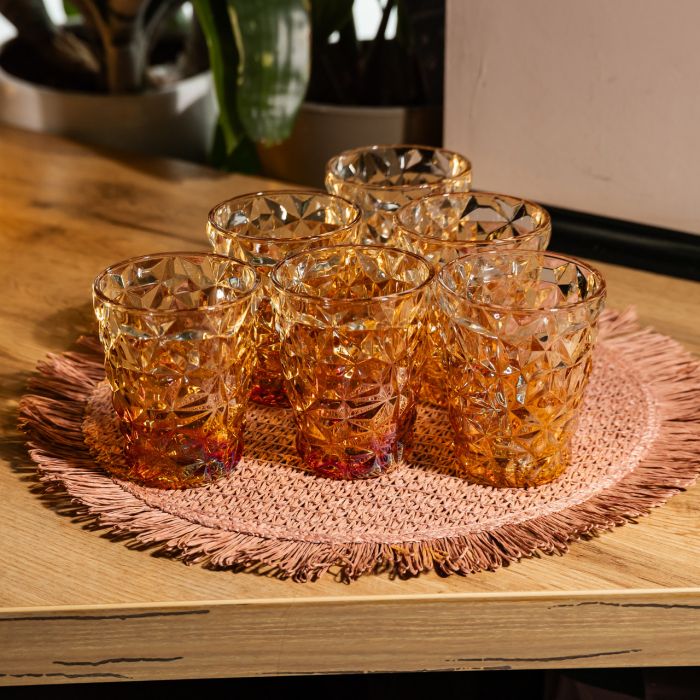 Набір скляних стаканів 6 штук 250 мл для напоїв Золотистий Yiwu HP-19-192 (HP-19-192) - изображение 3