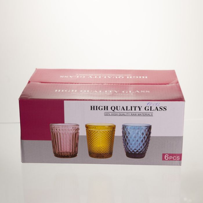 Набір скляних стаканів 6 штук 250 мл для напоїв Золотистий Yiwu HP-19-192 (HP-19-192) - изображение 4