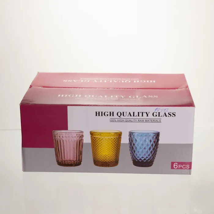 Набір скляних стаканів 6 штук 250 мл для напоїв Золотистий Yiwu HP-19-192 (HP-19-192) - зображення 4